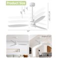 thumbnail image 3 of Sofucor 52" White Ceiling Fan with Light and Remote Control,Reverse Motor,Indoor Use, 3 of 9