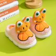 thumbnail image 2 of Otqutp Cute 3D Frog Fuzzy Slippers for Toddler Kids Winter Cotton Warm Cozy Plush Sandals Boys Girls House Slide Sandals, 2 of 4
