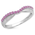 thumbnail image 1 of Dazzlingrock Collection 0.25 Carat (ctw) 14K Round Pink Sapphire Ladies Wedding Contour Guard Band 1/4 CT, White Gold, Size 5.5, 1 of 1