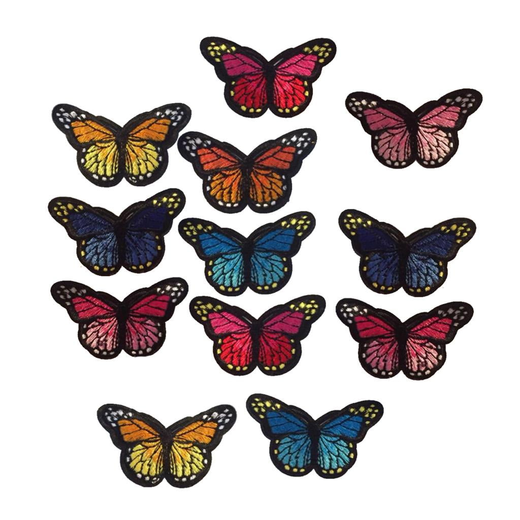 12Pcs Butterfly Applique Patches, Sew on Butterfly Patches Embroidered Appliques for Clothing
