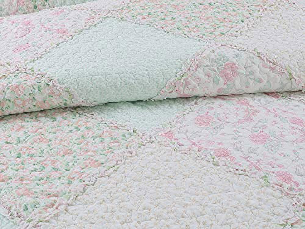 Cozy Line Home Fashions Rosa Floral Patchwork Cotton Quilt Set, Queen