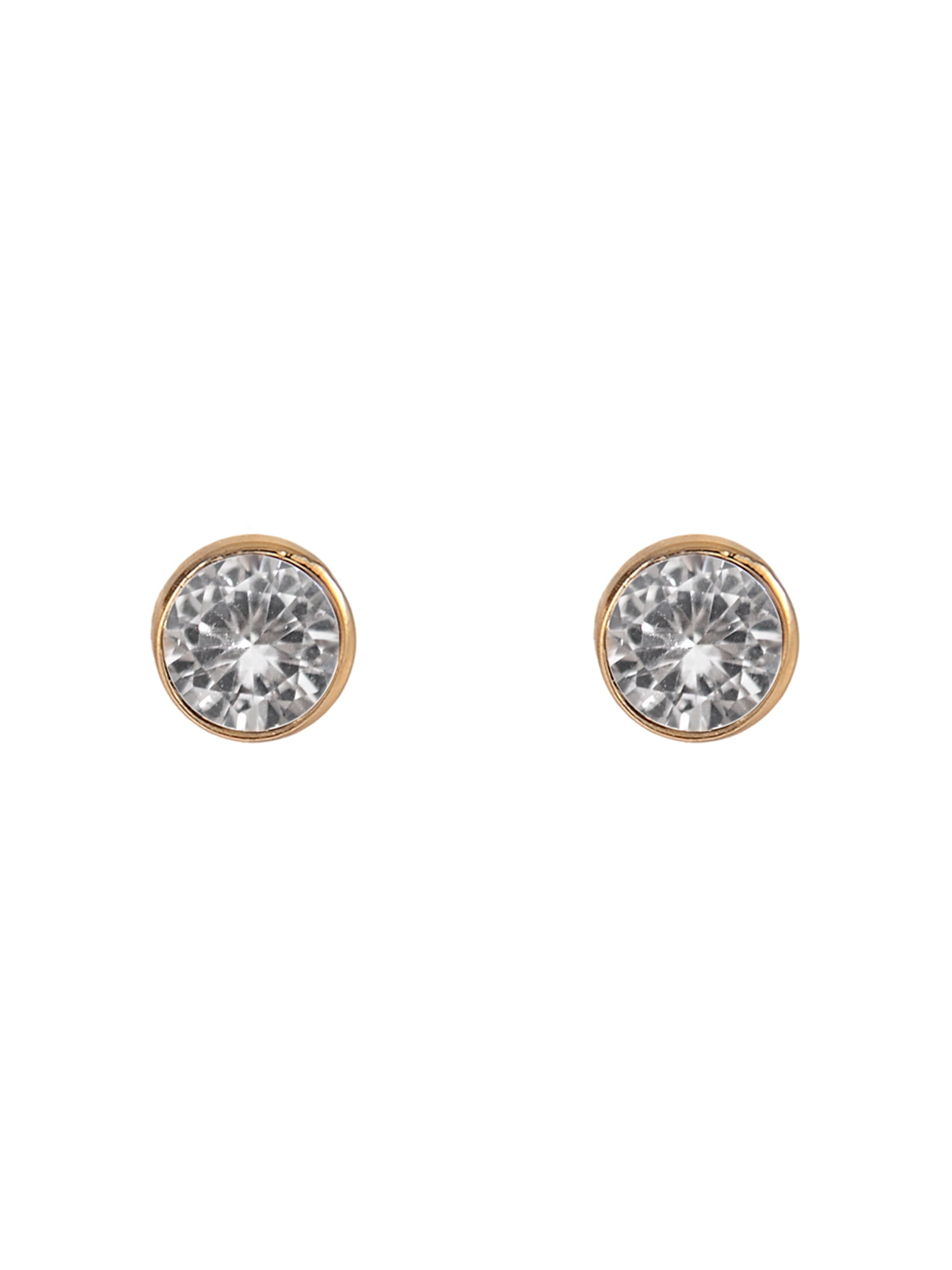 Time and Tru Goldtone 3-On Crystal Stud, Hoop, Initial "F" Earring Set