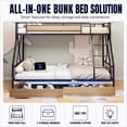 thumbnail image 2 of Twin Over Full Bunk Beds with Charging Station, Storage Drawers and LED Lights, Heavy Duty Metal Bunk Beds for Teens, with Safety Rails, No Box Spring Needed, CPC Certified, Black, 2 of 9