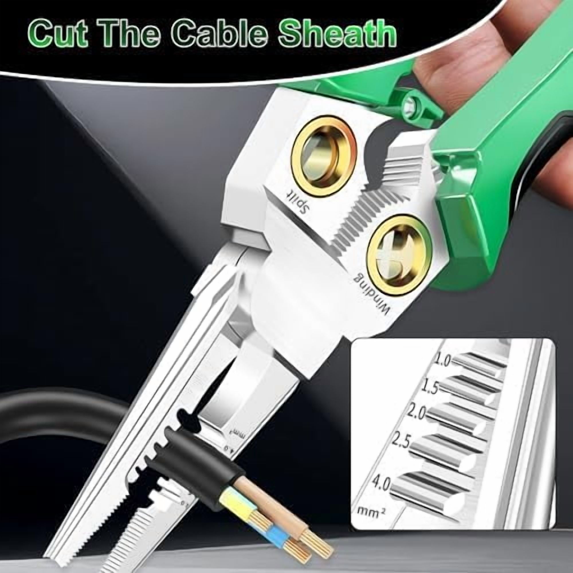 8 in 1 Wire Stripping Pliers with Voltage Tester, Multi-function Wire Stripper Electrician's Pliers, Electric Wire Stripping Tool, Electrician Repair Tool (Green)$$Tools & Hardware Other