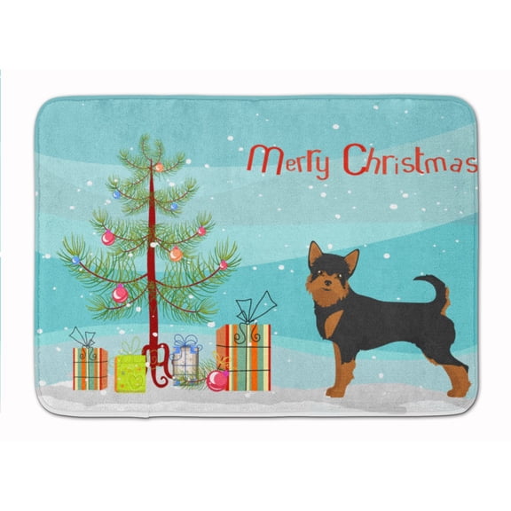 Black and Tan Chorkie Christmas Tree Machine Washable Memory Foam Mat