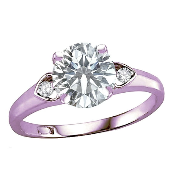 Star K� Round 7mm White Topaz Three 3 Stone Heart Engagement Promise Wedding Ring