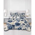 thumbnail image 3 of Navy Blue Beige Peony Twin Size Down Alternative Comforter, Lightweight Comforter Quilt Bedding Set with Pillow Shams Vintage Floral Blossom Botanical All Seasons Bed Comforter Duvet Insert 68"x86", 3 of 7