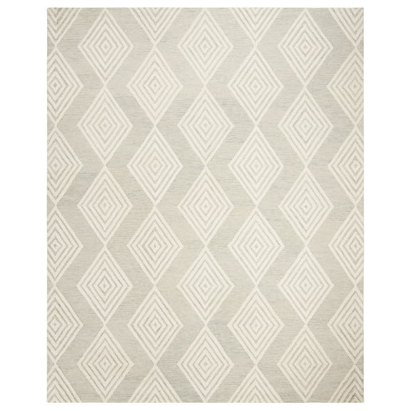 SAFAVIEH Blossom Winston Chevron Wool Runner Rug, Silver/Ivory, 2'3" x 8'