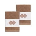 thumbnail image 2 of Authentic Hotel and Spa  Turkish Cotton Diamonds Embroidered Latte Brown 2-piece Washcloth Set, 2 of 3