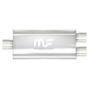 MagnaFlow 5in x 8in Oval Center/Dual Straight-Through Performance Muffler Exhaust Satin Finish 12388