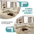 thumbnail image 6 of Timbernest 115.3" Sectional Sleeper Sofa with Pull Out Bed, L Shape Couch for Living Room, Button Tufted and Gold Trim Rolled Arms, Velvet Beige, 6 of 13