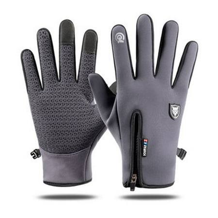 

TUOBARR Winter Men Cycling Gloves Zipper Screen Windproof Waterproof Mountaineering Ski Gloves