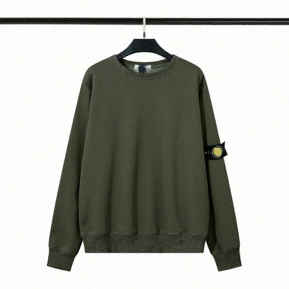 Classic Stone Correct Version Solid Color Round Neck Badge Long Sleeve Unisex Sweatshirt Island Couple Style