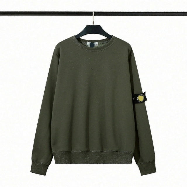 Classic Stone Correct Version Solid Color Round Neck Badge Long Sleeve Unisex Sweatshirt Island Couple Style
