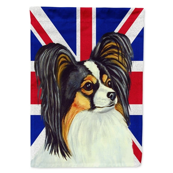 Carolines Treasures LH9503GF Papillon with English Union Jack British Flag Garden Flag Garden Size multicolor
