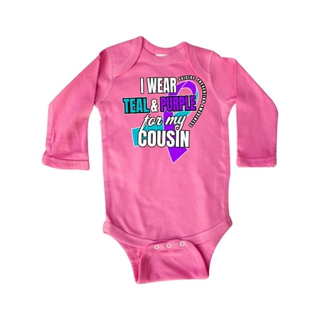

Inktastic Suicide Prevention I Wear Teal and Purple for My Cousin Gift Baby Boy or Baby Girl Long Sleeve Bodysuit