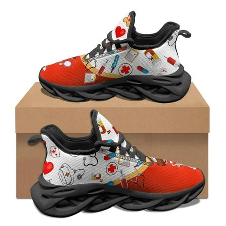 

Nursing Shoes Medical Sneakers Breathable Classic Mesh Sneakers Medical Nurse Print Outdoor Light Running Footwear