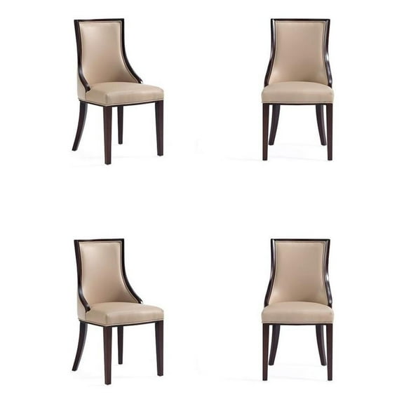 Manhattan Comfort Grand 18.5" Faux Leather Dining Chair in Tan (Set of 4)