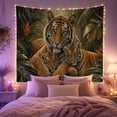 thumbnail image 2 of Tiger Family Among Dark Green Leaves, Serene Illustration for Animal Lovers, Wildlife Wall Art, Mother'S Day Gift, Tapestry Wall Hanging for Bedroom and Living Room, 2 of 7