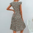 thumbnail image 4 of Vestido largo con estampado de volantes sin mangas suelto con cuello en V bohemio a la moda para mujer Fridja  hjkh7064, 4 of 9