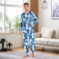 thumbnail image 6 of FORMRS Onesies Pajama for Adults Unisex Hoodie Winter Jumpsuit One Piece Sleepwear, Sizes S-2XL, Blue Pattern, 6 of 7