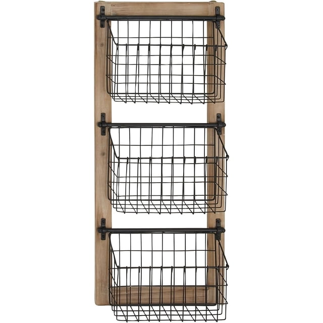 Metal Slots Magazine Rack Holder with Suspended Baskets