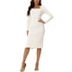 thumbnail image 2 of Vestido de suéter midi ajustado de punto acanalado de manga larga con escote cuadrado para mujer INSPIRE CHIC XL Blanco, 2 of 6