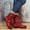 Red, variant on Tejiojio Fall Clearance Women's Winter Solid Color Warm Suede Side Zipper Lace Up Knee Flat Rider Boots
