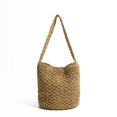 thumbnail image 3 of MABULA - Bolso de paja para playa de verano para mujer, tipo cubo, de gran capacidad, de color liso, tejido a mano, exquisito bolso de hombro, 3 of 5