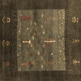 thumbnail image 1 of Ahgly Company Indoor Square Abstract Brown Contemporary Area Rugs, 4' Square, 1 of 4