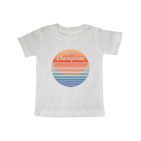 

Inktastic Lake Champlain Retro Sunset Gift Baby Boy or Baby Girl T-Shirt