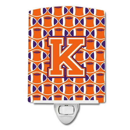 

Caroline s Treasures CJ1072-KCNL Letter K Football Orange White and Regalia Ceramic Night Light 6x4x3 multicolor