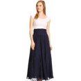 thumbnail image 5 of Sakkas Monola Long Tall Lace Embroidered Paneled Adjustable Waist Flare Skirt - Navy - XL, 5 of 5