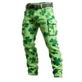 thumbnail image 4 of CONZONE St. Patrick's Day Mens Baggy Cargo Shorts Green Clover Graphic Buttons Cargo Pants for Men Lightweight Relaxed Fit Streetwear Workout Trousers With Pockets, 4 of 4