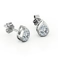 thumbnail image 4 of JeenMata Pendientes de Botón con Solitario de Moissanita en Forma de Pera de 2 Quilates Engastados en Bisel en Baño de Oro Blanco de 18 K sobre Plata, 4 of 5