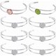 thumbnail image 1 of 8 pulseras de cabujón ajustables en blanco, de metal plateado, de acero inoxidable 304, expandibles, con cabujones redondos, bisel y base de bandeja en blanco., 1 of 5