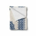thumbnail image 2 of Mandala Soft Flannel Fleece Throw Blanket, Oriental with Geometric Zigzag Border Ornaments Art Motif, Cozy Plush for Indoor and Outdoor Use, 60" x 80", Dark Blue and Cream, by Ambesonne, 2 of 6