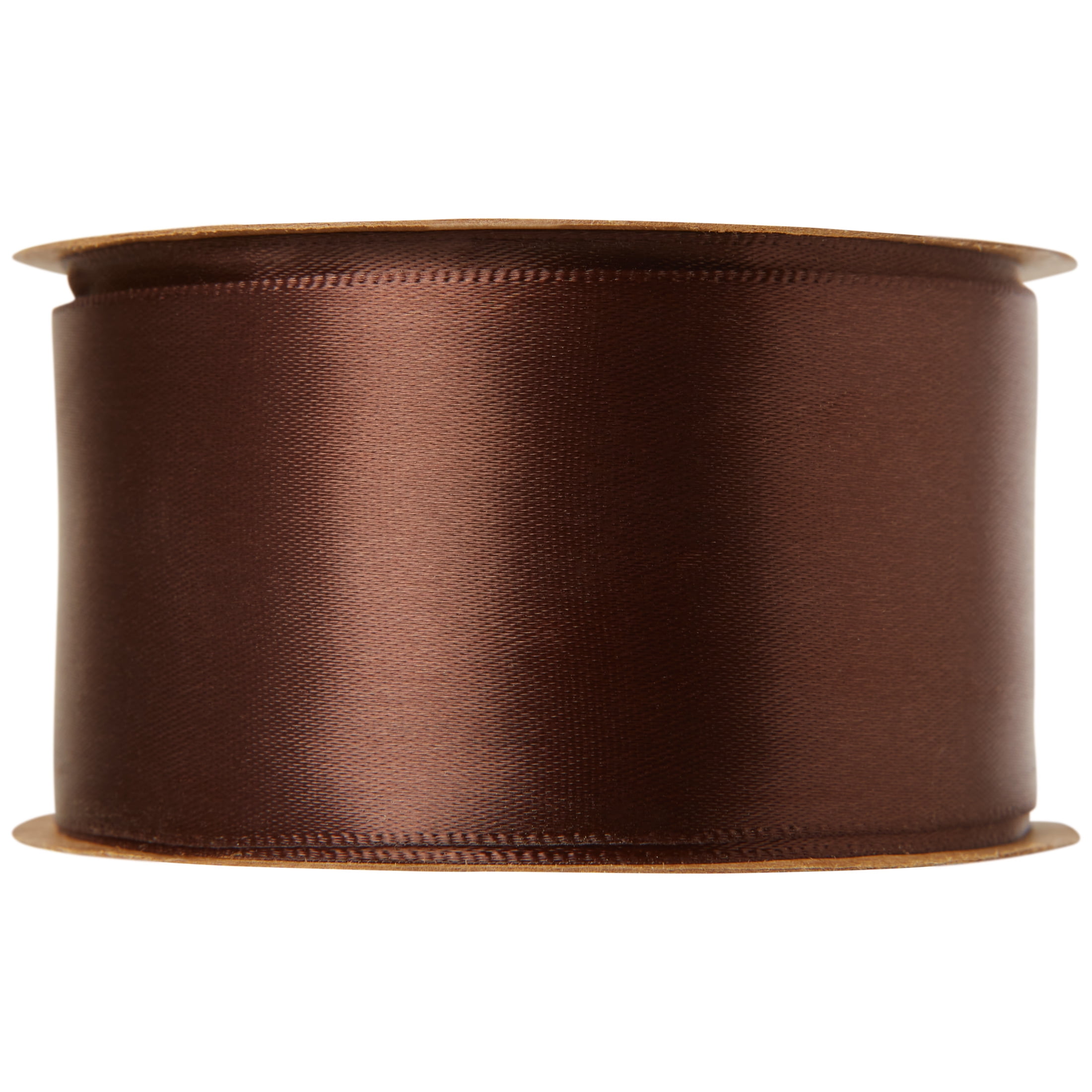 Offray Ribbon, Brown 1 1/2 inch Single Face Satin Polyester Ribbon, 12 feet