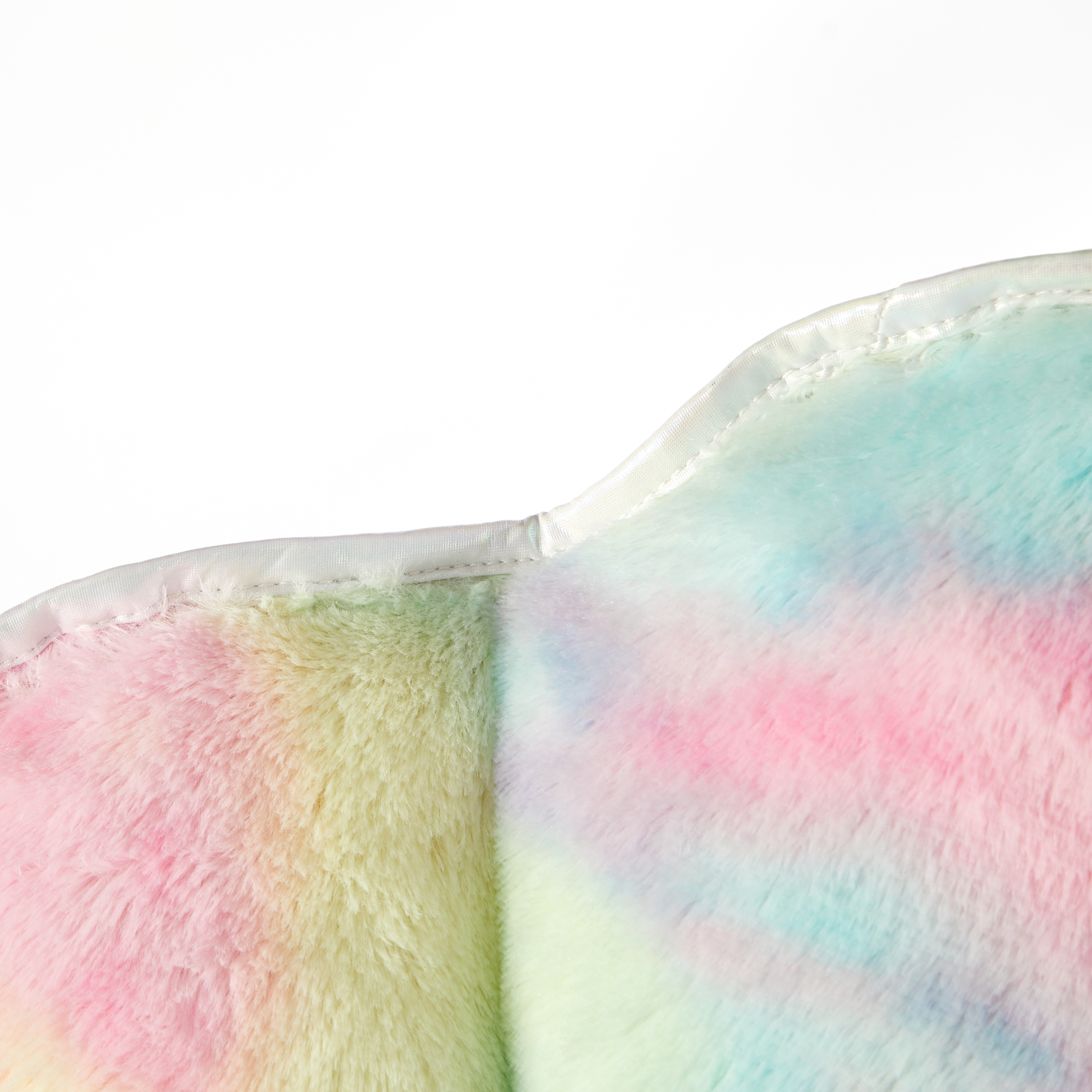 Justice Faux Fur Scallop Saucer™ Chair with Holographic Trim, Rainbow Tie Dye Pink - image 3 of 8