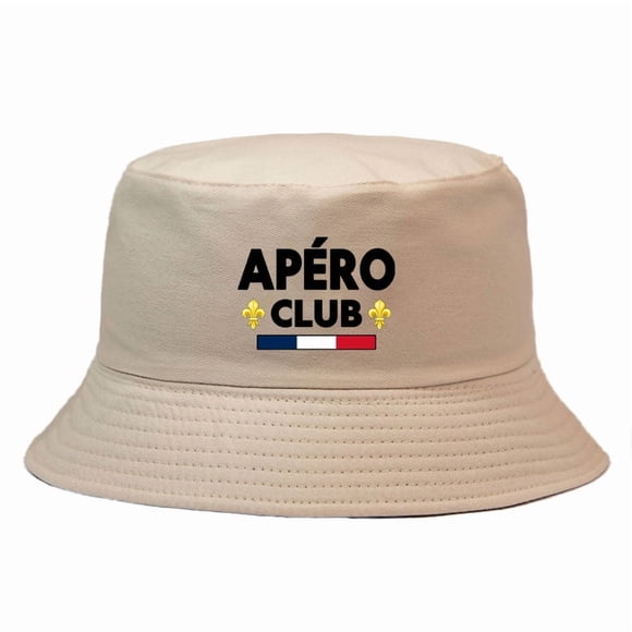 Fashion France apero club Bob Reversible Bucket Hat Trendy Summer Streetwear Fisherman Cap Unisex Sun Hat for Men Women Sun Cap A beige Hat girth 56-58cm