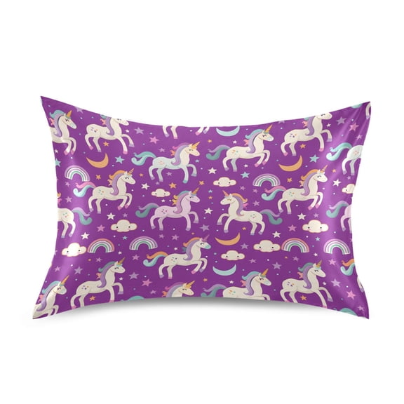 Ryvnso Satin Pillowcase Unicorn Rainbow Clouds Pillow Cases Standard Size 26x20in