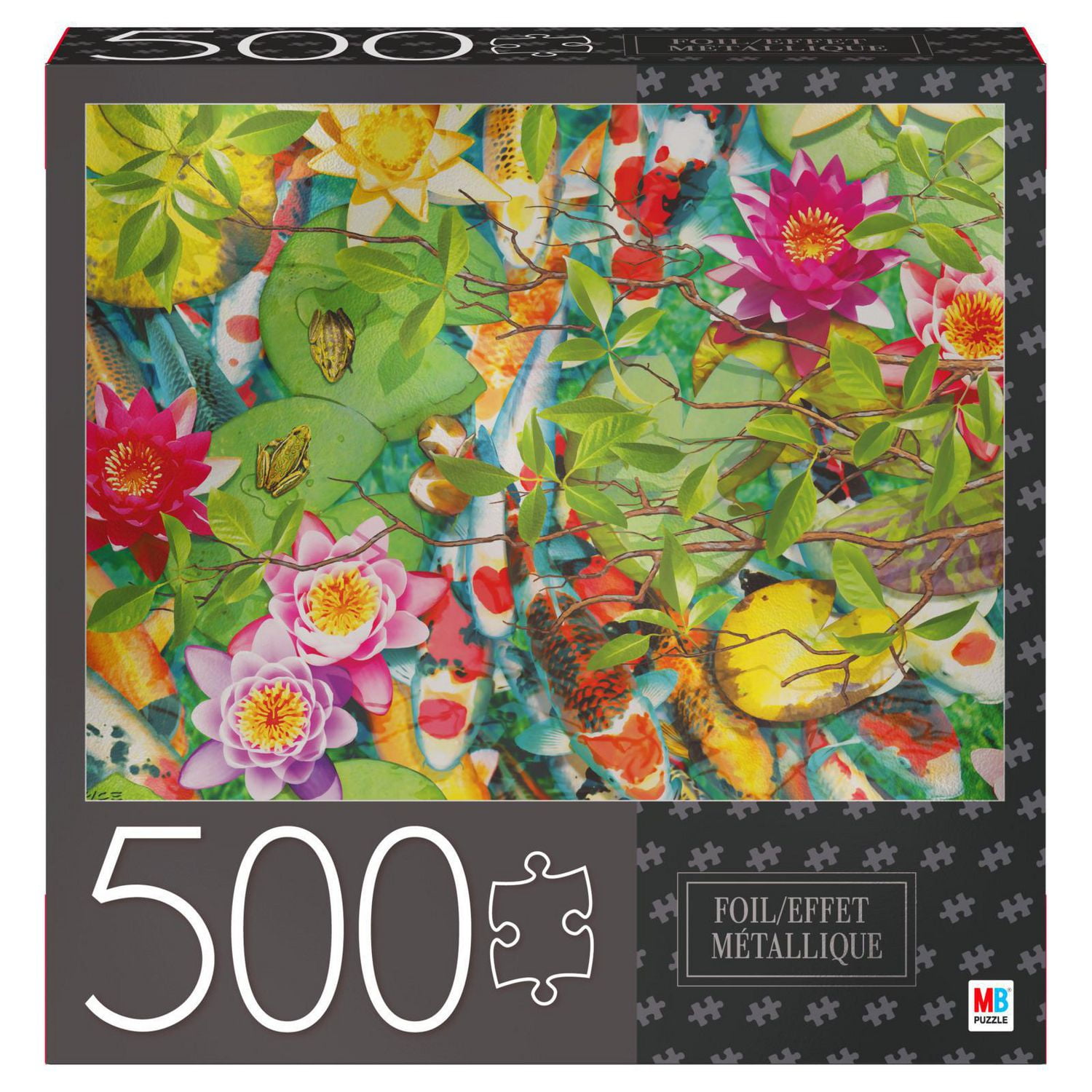500-Piece Jigsaw Puzzle with Foil Accents, Koi Pond