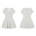 thumbnail image 3 of Vivianyo HD Women's Wrap V Neck Gingham Dresses, Short Sleeve Slim Casual Mini Sundresses for Women, Women's Gray, Sizes S-3XL, 3 of 6