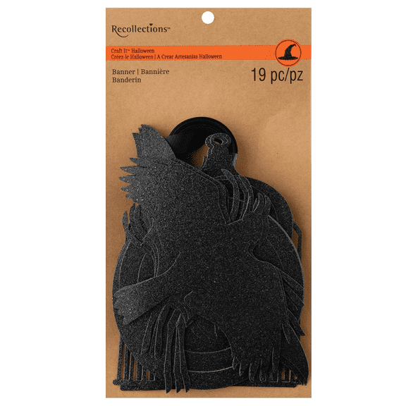 Halloween Shapes Banner Kit, Spooky, Fun Pre Cut Designs with String for Easy Hanging, Reusable, Durable Décor for Parties, Classrooms, Home Displays, Festive, Easy to Assemble Halloween Fun, Black