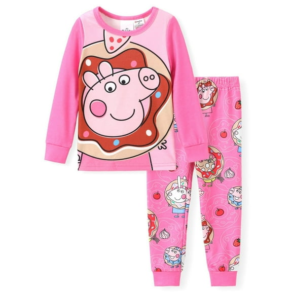 Peppa Pig Toddler Girls Pajamas Snug Fit Graphic Long Sleeve Top and Pants 2 Piece Pjs Set Size 2-6