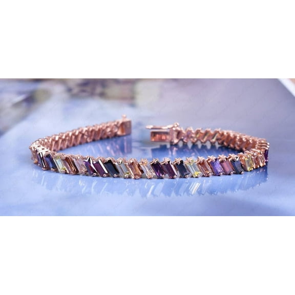CZ Rainbow Tennis bracelet, Line Chain Bracelet, Bridal Wedding Gifts, Ombre Bracelet, Multicolor