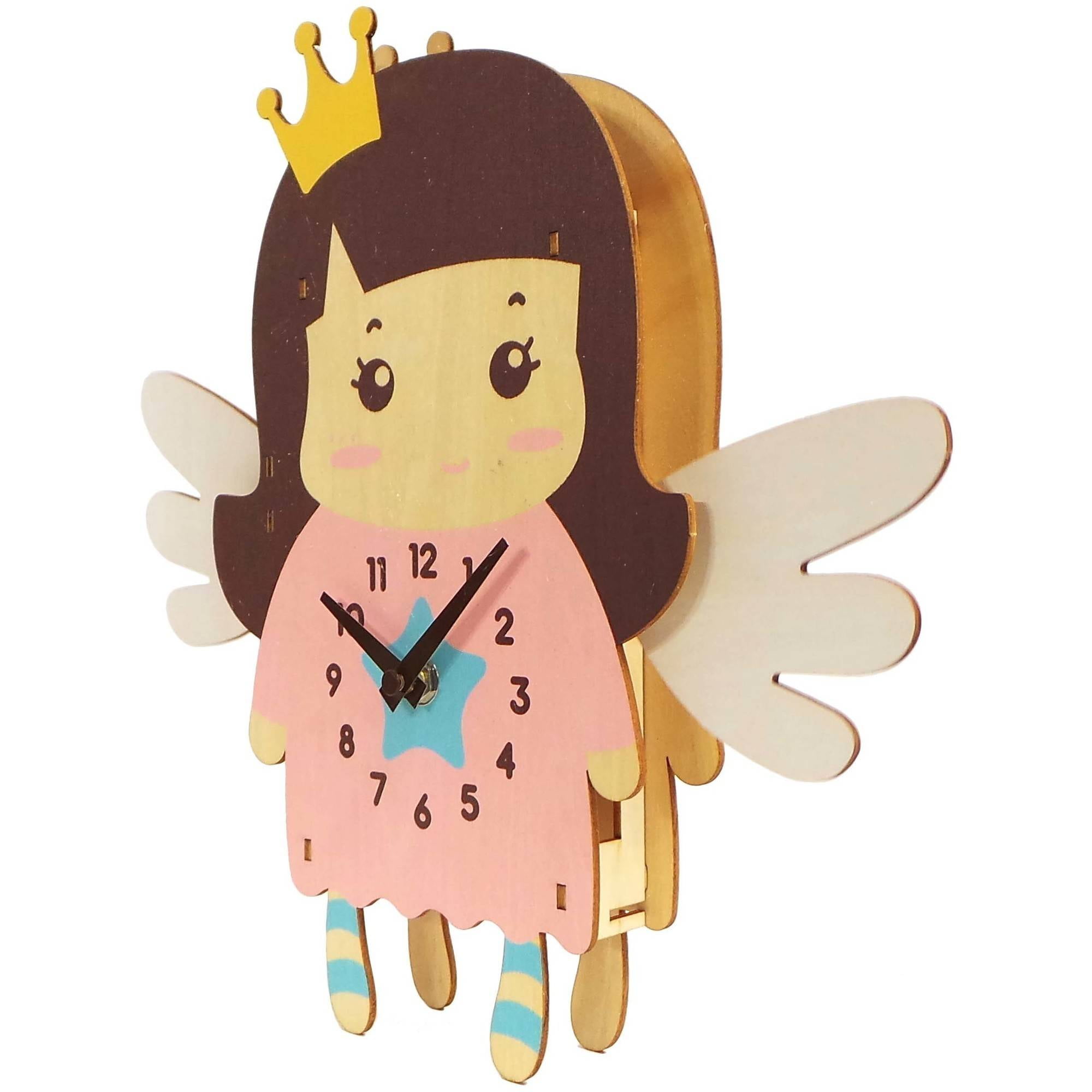Sterling & Noble Indoor Princess Shaped Analog Pendulum Wall/Tabletop Clock