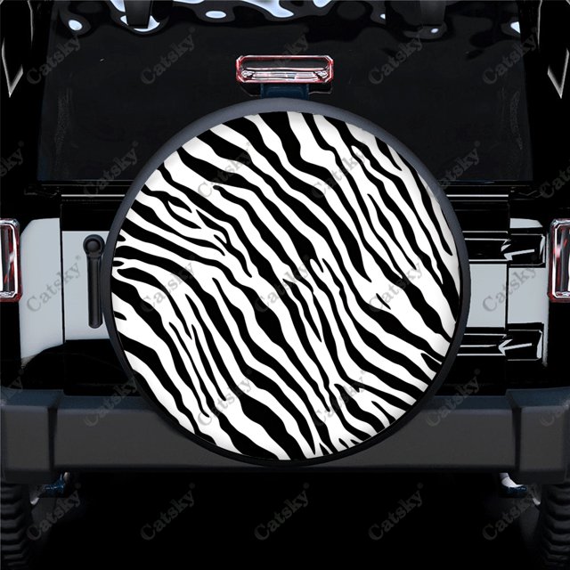 Zèbre Noir et Blanc Polyester Housse de Roue de Rechange Universelle sur Mesure pour Remorque RV SUV Camion Campeur