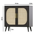 thumbnail image 2 of Aukfa Sideboard Cabinet with Rattan Doors, Accent Storage Cabinet,Black, 2 of 7