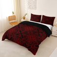 thumbnail image 3 of jejeloiu Bold Damask Duvet Cover King For Men Women,Intricate Pattern King Bedding,Red Black,Black Reversible,3-Piece,1 Duvet Cover and 2 Pillowcases, 3 of 6